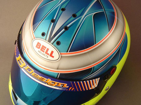 Le casque Bell du pilote Hollandais, Bas Lammers.